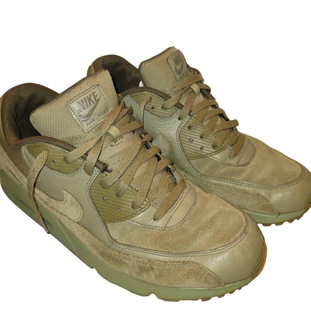 Nike Air Max 90 Medium Olive Green Suede Leather Sneakers 700155-202 Mens 13